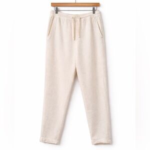 Zara Textured Cotton Drawstring Pants Ivory Cream Size M Relaxed